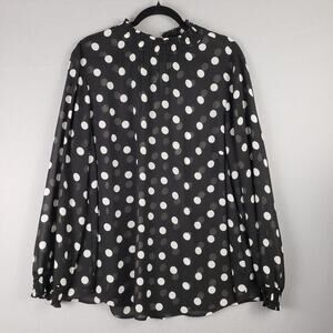 Torrid Size 2X Chiffon Polka Dot Blouse Black White Semi Sheer Office Casual‎